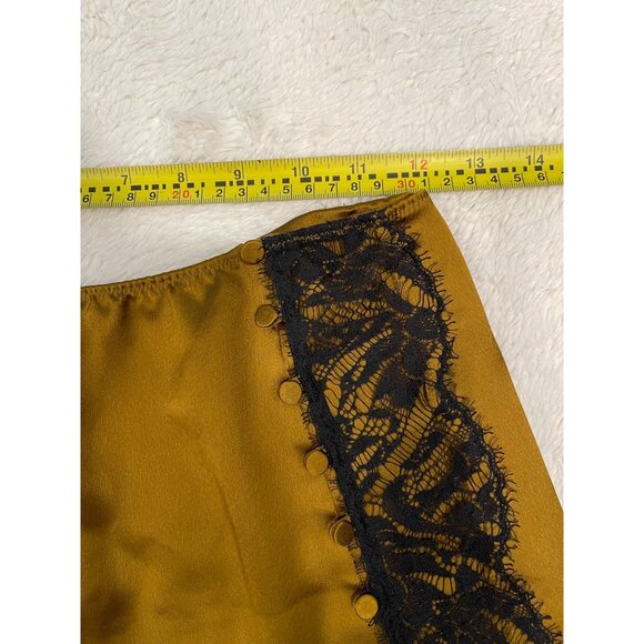 Victoria's Secret Midi Slip Skirt Small Bronze Gold Satin Lace Y2K - Picture 10 of 10